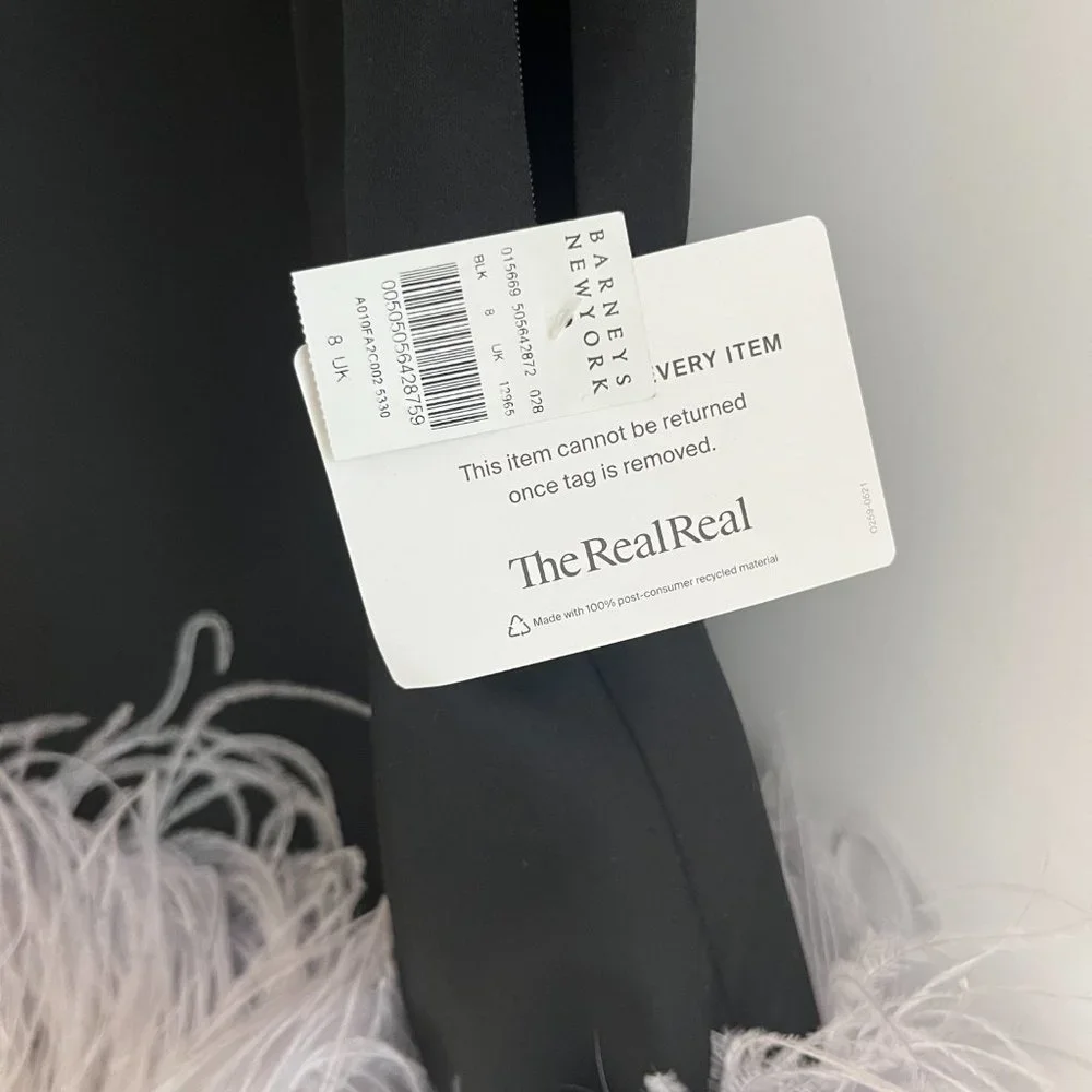 16ARLINGTON Black mini dress with feather trim - Picture 6 of 12